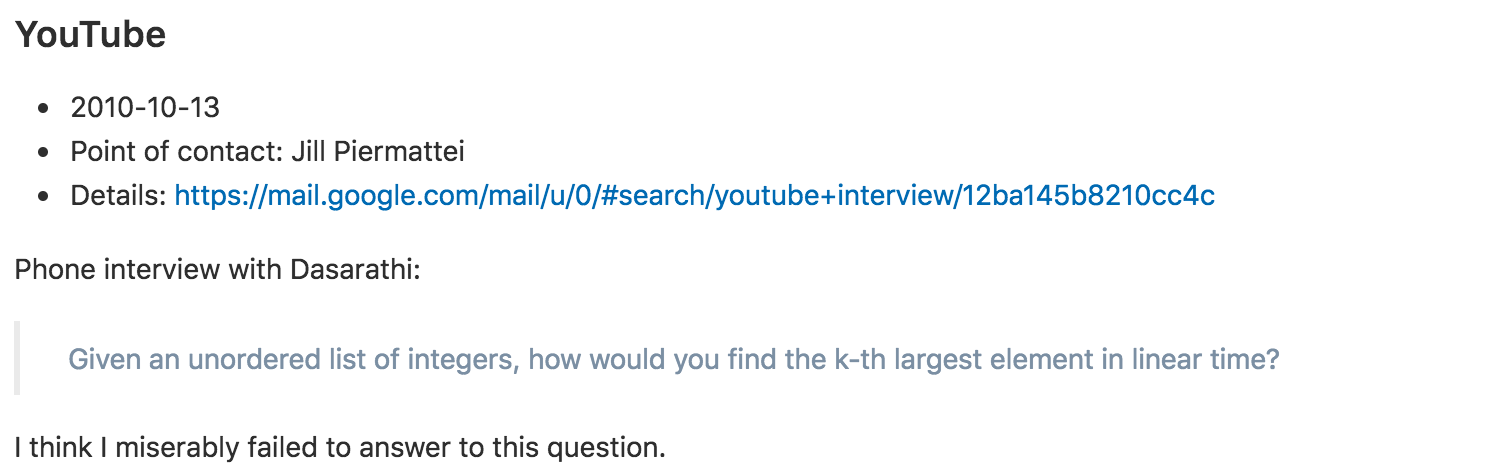 Job interview with YouTube